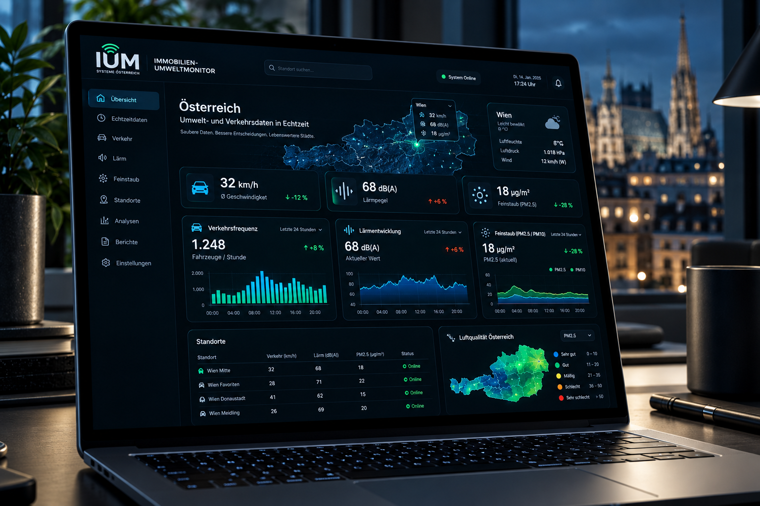 IUM Live-Dashboard auf dem Laptop